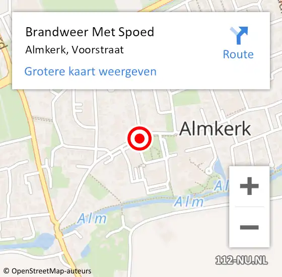 Locatie op kaart van de 112 melding: Brandweer Met Spoed Naar Almkerk, Voorstraat op 9 november 2020 21:16