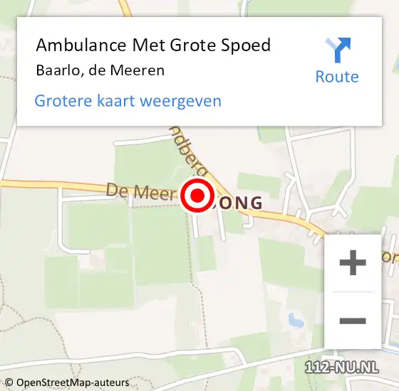 Locatie op kaart van de 112 melding: Ambulance Met Grote Spoed Naar Baarlo, de Meeren op 23 mei 2014 21:32