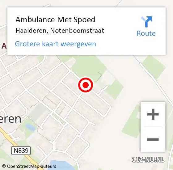 Locatie op kaart van de 112 melding: Ambulance Met Spoed Naar Haalderen, Notenboomstraat op 9 november 2020 23:56