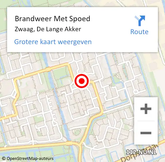 Locatie op kaart van de 112 melding: Brandweer Met Spoed Naar Zwaag, De Lange Akker op 10 november 2020 00:05