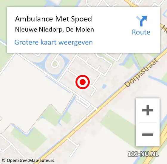 Locatie op kaart van de 112 melding: Ambulance Met Spoed Naar Nieuwe Niedorp, De Molen op 10 november 2020 02:29