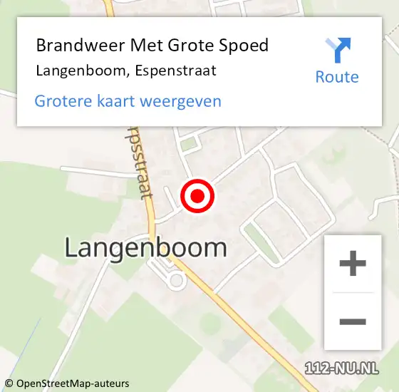 Locatie op kaart van de 112 melding: Brandweer Met Grote Spoed Naar Langenboom, Espenstraat op 10 november 2020 05:34