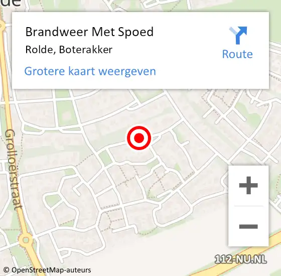 Locatie op kaart van de 112 melding: Brandweer Met Spoed Naar Rolde, Boterakker op 10 november 2020 08:36