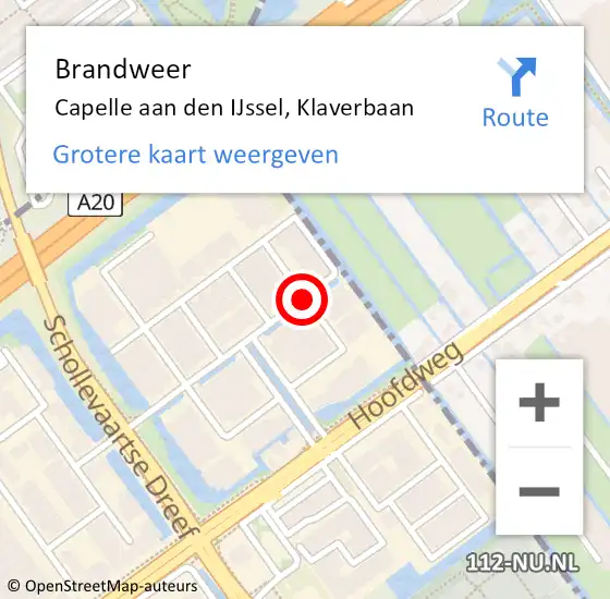 Locatie op kaart van de 112 melding: Brandweer Capelle aan den IJssel, Klaverbaan op 10 november 2020 08:51