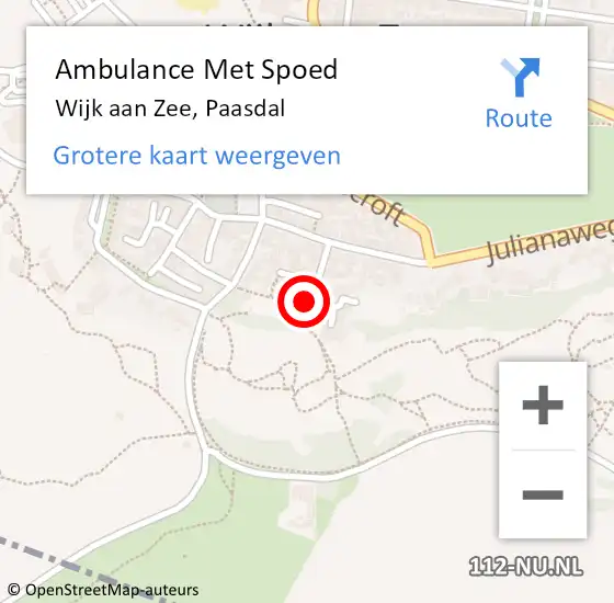 Locatie op kaart van de 112 melding: Ambulance Met Spoed Naar Wijk aan Zee, Paasdal op 10 november 2020 09:23