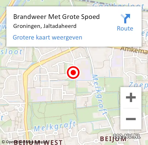 Locatie op kaart van de 112 melding: Brandweer Met Grote Spoed Naar Groningen, Jaltadaheerd op 10 november 2020 10:06