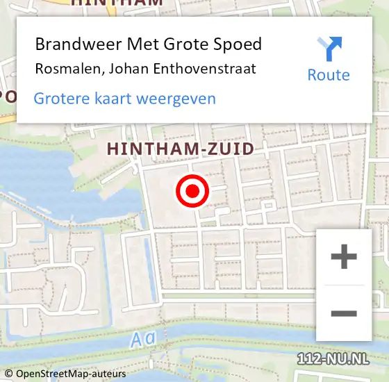 Locatie op kaart van de 112 melding: Brandweer Met Grote Spoed Naar Rosmalen, Johan Enthovenstraat op 10 november 2020 11:17