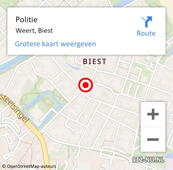 Locatie op kaart van de 112 melding: Politie Weert, Biest op 10 november 2020 11:34