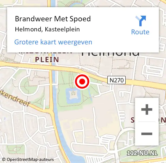 Locatie op kaart van de 112 melding: Brandweer Met Spoed Naar Helmond, Kasteelplein op 10 november 2020 12:24
