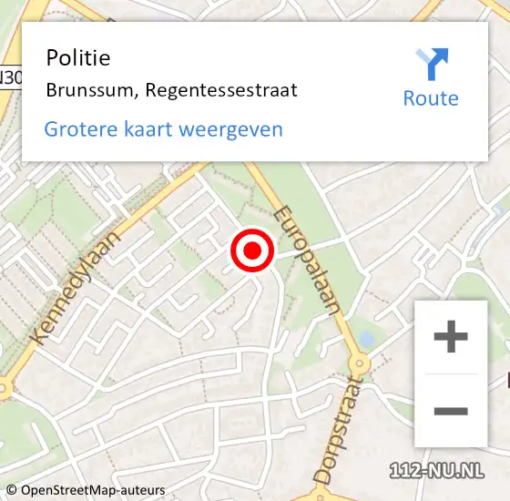 Locatie op kaart van de 112 melding: Politie Brunssum, Regentessestraat op 10 november 2020 12:29