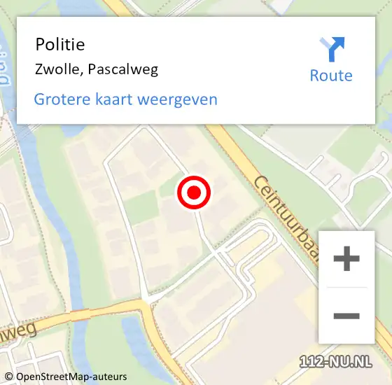 Locatie op kaart van de 112 melding: Politie Zwolle, Pascalweg op 10 november 2020 12:59