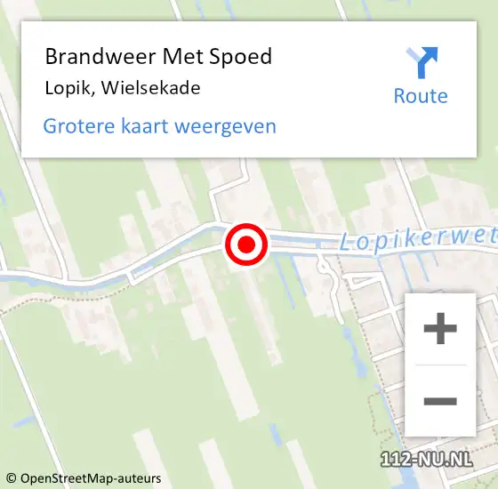 Locatie op kaart van de 112 melding: Brandweer Met Spoed Naar Lopik, Wielsekade op 10 november 2020 13:05