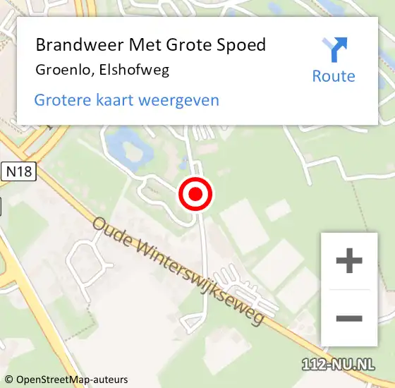 Locatie op kaart van de 112 melding: Brandweer Met Grote Spoed Naar Groenlo, Elshofweg op 10 november 2020 13:40