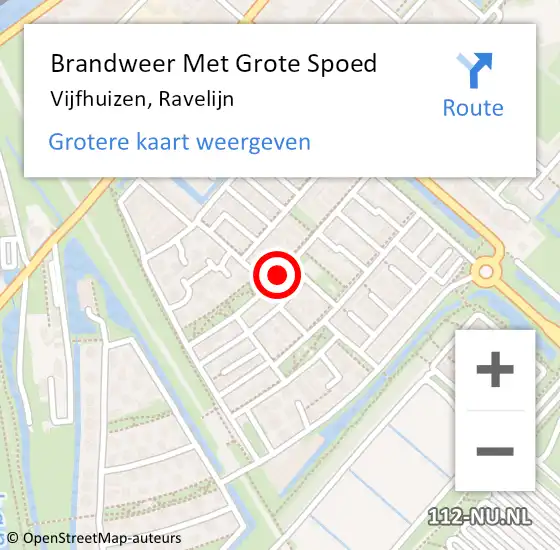 Locatie op kaart van de 112 melding: Brandweer Met Grote Spoed Naar Vijfhuizen, Ravelijn op 10 november 2020 13:46