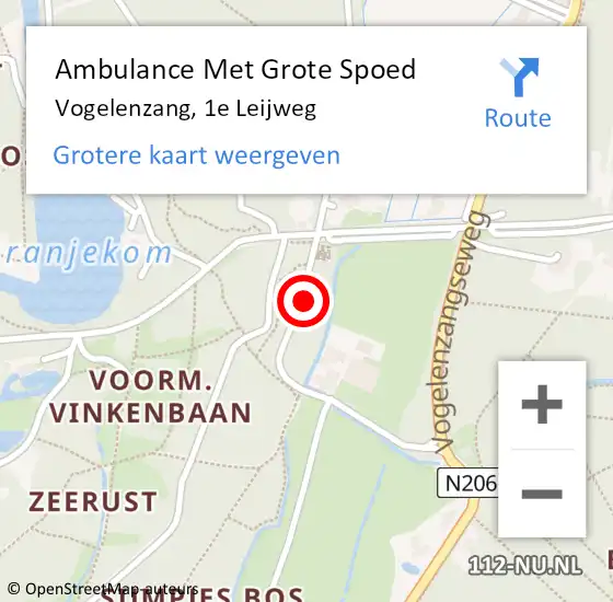 Locatie op kaart van de 112 melding: Ambulance Met Grote Spoed Naar Vogelenzang, 1e Leijweg op 10 november 2020 14:57