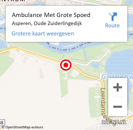 Locatie op kaart van de 112 melding: Ambulance Met Grote Spoed Naar Asperen, Oude Zuiderlingedijk op 10 november 2020 15:02