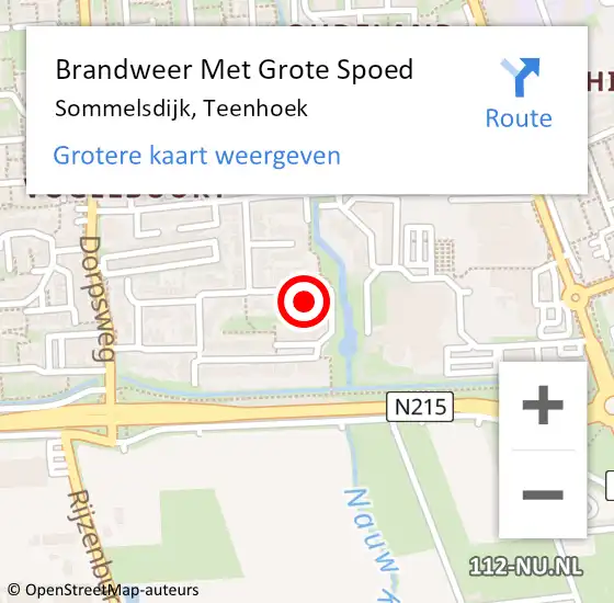 Locatie op kaart van de 112 melding: Brandweer Met Grote Spoed Naar Sommelsdijk, Teenhoek op 23 mei 2014 23:08