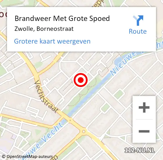 Locatie op kaart van de 112 melding: Brandweer Met Grote Spoed Naar Zwolle, Borneostraat op 10 november 2020 16:22