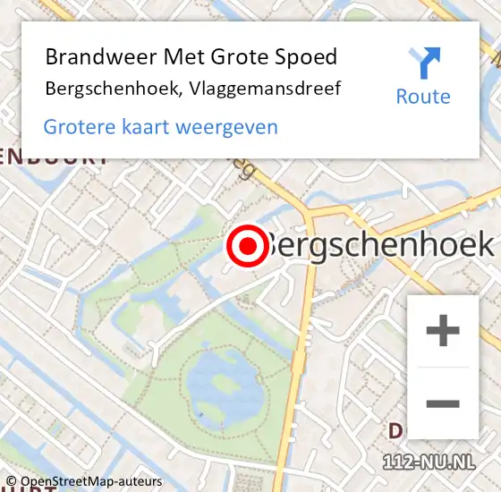 Locatie op kaart van de 112 melding: Brandweer Met Grote Spoed Naar Bergschenhoek, Vlaggemansdreef op 10 november 2020 18:23