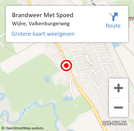Locatie op kaart van de 112 melding: Brandweer Met Spoed Naar Wijlre, Valkenburgerweg op 10 november 2020 18:44