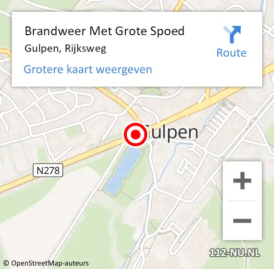 Locatie op kaart van de 112 melding: Brandweer Met Grote Spoed Naar Gulpen, Rijksweg op 10 november 2020 19:45