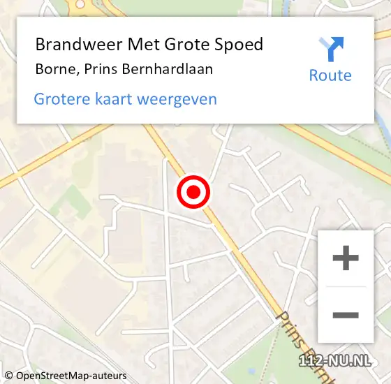 Locatie op kaart van de 112 melding: Brandweer Met Grote Spoed Naar Borne, Prins Bernhardlaan op 10 november 2020 20:01