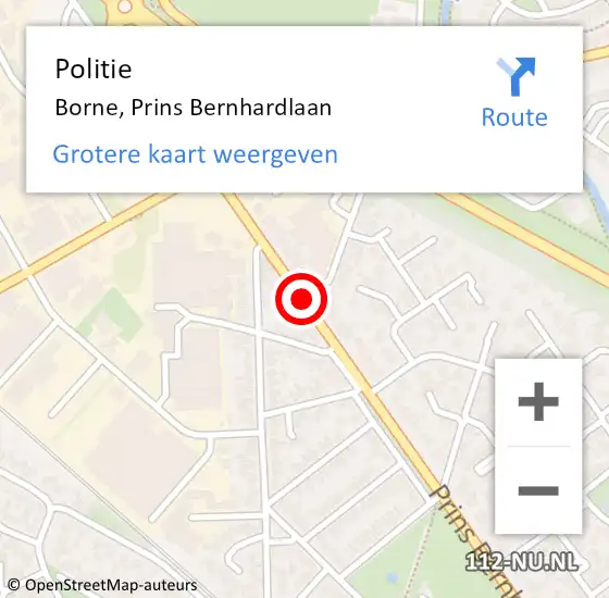 Locatie op kaart van de 112 melding: Politie Borne, Prins Bernhardlaan op 10 november 2020 20:03