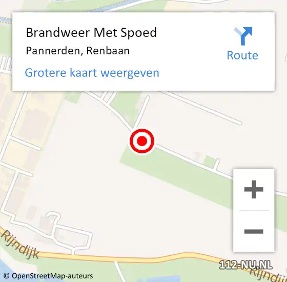 Locatie op kaart van de 112 melding: Brandweer Met Spoed Naar Pannerden, Renbaan op 10 november 2020 20:59