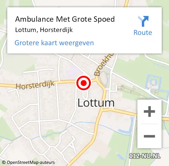 Locatie op kaart van de 112 melding: Ambulance Met Grote Spoed Naar Lottum, Horsterdijk op 2 oktober 2013 21:39