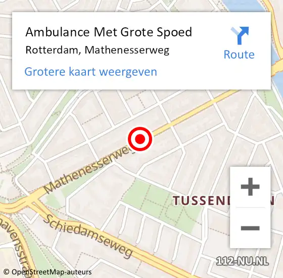 Locatie op kaart van de 112 melding: Ambulance Met Grote Spoed Naar Rotterdam, Mathenesserweg op 10 november 2020 23:11