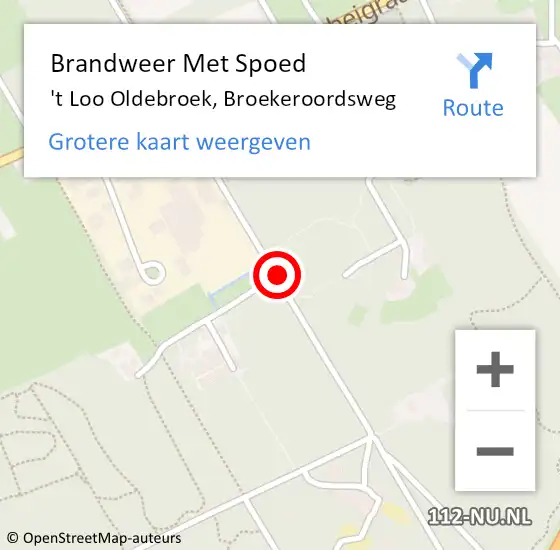 Locatie op kaart van de 112 melding: Brandweer Met Spoed Naar 't Loo Oldebroek, Broekeroordsweg op 11 november 2020 03:19