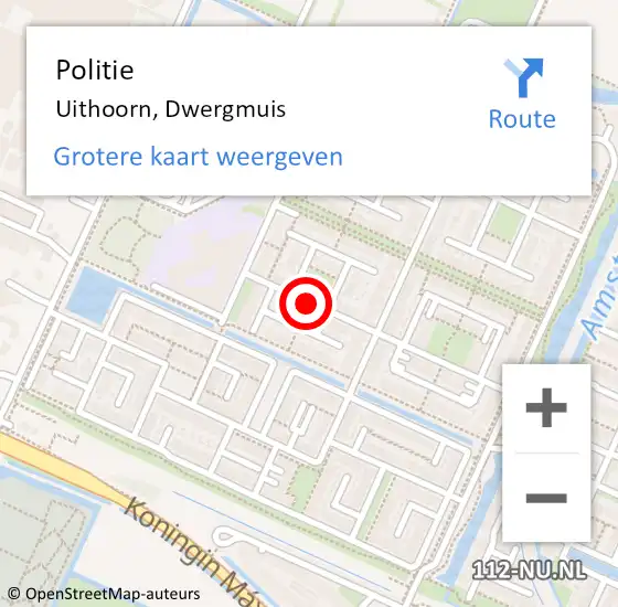 Locatie op kaart van de 112 melding: Politie Uithoorn, Dwergmuis op 24 mei 2014 00:30