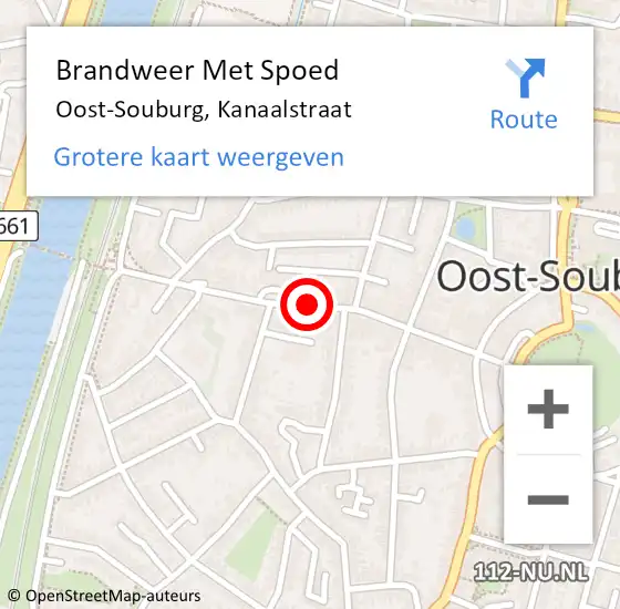 Locatie op kaart van de 112 melding: Brandweer Met Spoed Naar Oost-Souburg, Kanaalstraat op 11 november 2020 06:05