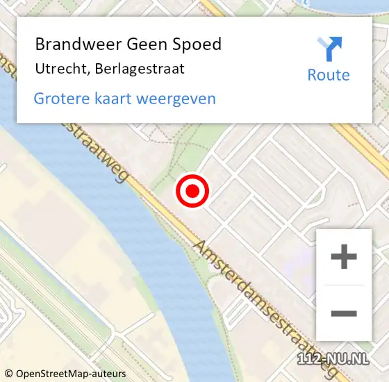Locatie op kaart van de 112 melding: Brandweer Geen Spoed Naar Utrecht, Berlagestraat op 11 november 2020 10:03