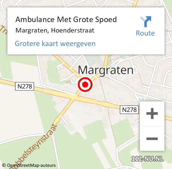 Locatie op kaart van de 112 melding: Ambulance Met Grote Spoed Naar Margraten, Hoenderstraat op 24 mei 2014 01:09