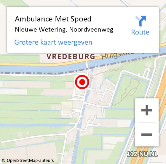 Locatie op kaart van de 112 melding: Ambulance Met Spoed Naar Nieuwe Wetering, Noordveenweg op 24 mei 2014 01:11