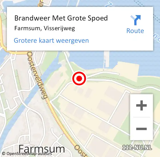 Locatie op kaart van de 112 melding: Brandweer Met Grote Spoed Naar Farmsum, Visserijweg op 11 november 2020 11:21