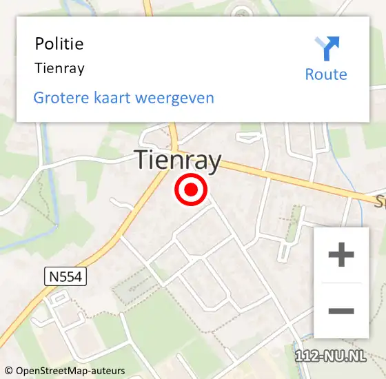 Locatie op kaart van de 112 melding: Politie Tienray op 11 november 2020 12:22