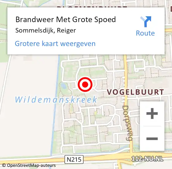 Locatie op kaart van de 112 melding: Brandweer Met Grote Spoed Naar Sommelsdijk, Reiger op 24 mei 2014 01:44