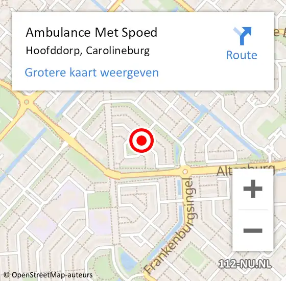 Locatie op kaart van de 112 melding: Ambulance Met Spoed Naar Hoofddorp, Carolineburg op 11 november 2020 12:48