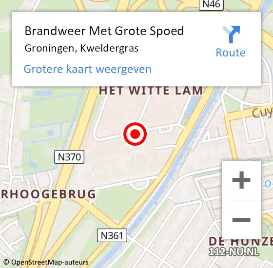 Locatie op kaart van de 112 melding: Brandweer Met Grote Spoed Naar Groningen, Kweldergras op 11 november 2020 14:06