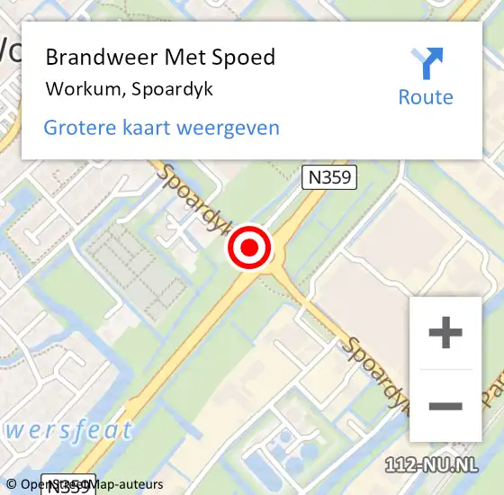 Locatie op kaart van de 112 melding: Brandweer Met Spoed Naar Workum, Spoardyk op 11 november 2020 15:15