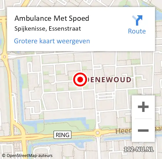 Locatie op kaart van de 112 melding: Ambulance Met Spoed Naar Spijkenisse, Essenstraat op 11 november 2020 16:38