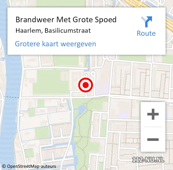 Locatie op kaart van de 112 melding: Brandweer Met Grote Spoed Naar Haarlem, Basilicumstraat op 11 november 2020 16:43