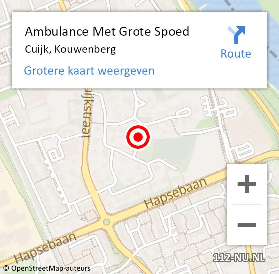 Locatie op kaart van de 112 melding: Ambulance Met Grote Spoed Naar Cuijk, Kouwenberg op 11 november 2020 16:56