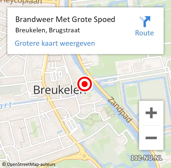 Locatie op kaart van de 112 melding: Brandweer Met Grote Spoed Naar Breukelen, Brugstraat op 11 november 2020 17:53