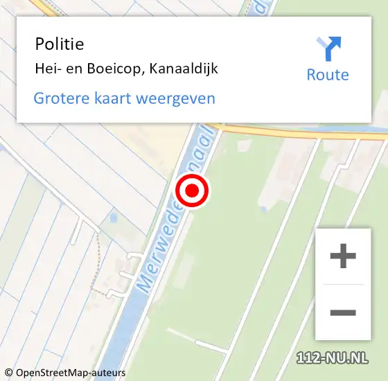 Locatie op kaart van de 112 melding: Politie Hei- en Boeicop, Kanaaldijk op 11 november 2020 18:20