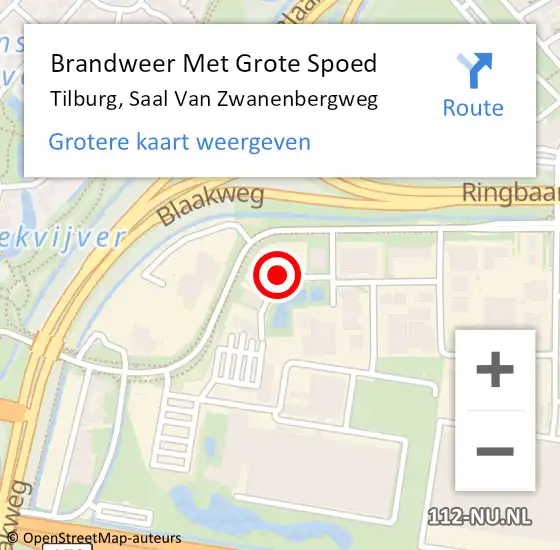 Locatie op kaart van de 112 melding: Brandweer Met Grote Spoed Naar Tilburg, Saal Van Zwanenbergweg op 11 november 2020 18:36