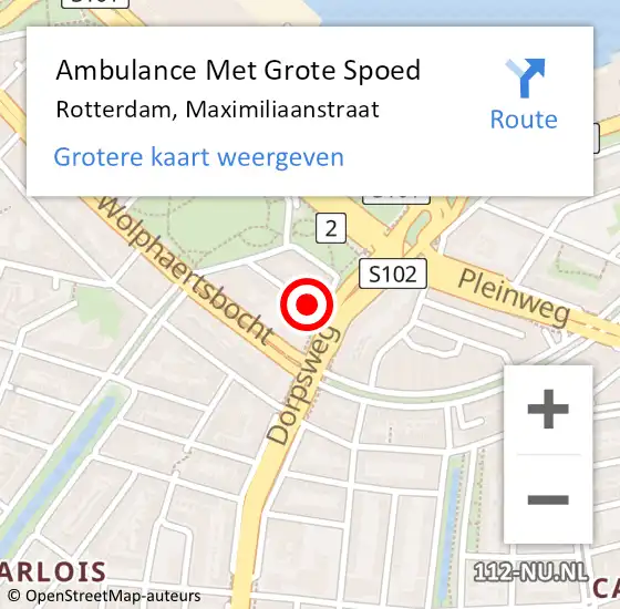 Locatie op kaart van de 112 melding: Ambulance Met Grote Spoed Naar Rotterdam, Maximiliaanstraat op 11 november 2020 18:37