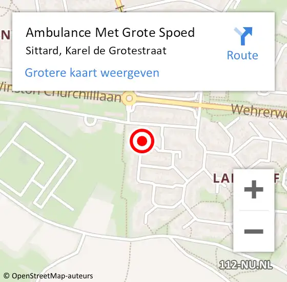 Locatie op kaart van de 112 melding: Ambulance Met Grote Spoed Naar Sittard, Karel de Grotestraat op 24 mei 2014 03:00